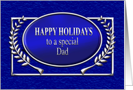 Happy Holidays Dad Blue and Silver card