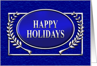 Happy Holidays Blue and Silver card