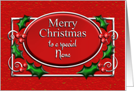 Merry Christmas Nana Red and Silver with Holly card