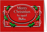 Merry Christmas Mother Red and Silver with Holly card