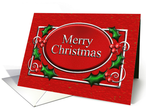 Merry Christmas Red and Silver with Holly card (1479786)