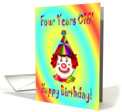 Birthday Four Year Old - Clown card (478131)