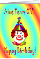 Birthday Nine Year Old - Clown card