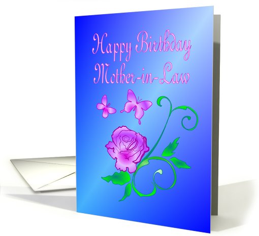 Mother-in-Law Birthday Butterflies and Flower card (491567)