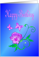 Happy Birthday Butterflies and Flower card