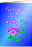 Best Friend Happy Birthday Butterflies and Flower card