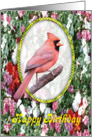Cardinal Happy Birthday Flowers card