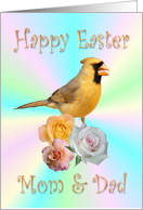 Mom & Dad Happy Easter Cardinal Roses card