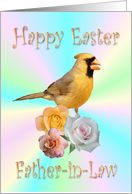 Father-in-Law Happy Easter Cardinal Roses card