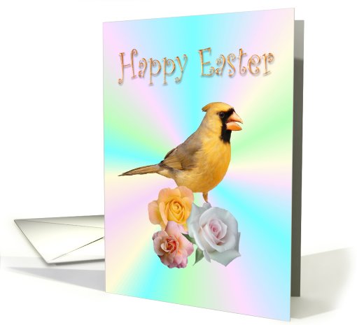 Happy Easter Cardinal Roses card (545404)