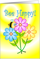 Birthday Bee Happy Cute Flowers card