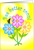 Get Well Cute Flowers Bee card