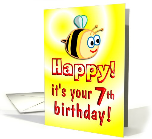 7th Birthday Bee Cute card (650506)