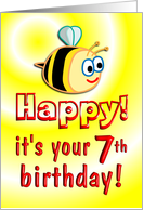 7th Birthday Bee Cute card
