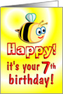 7th Birthday Bee Cute card