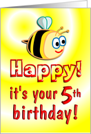 5th Birthday Bee Cute card