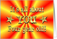 Four Year Old Birthday Gold Star card