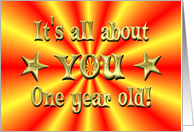 One Year Old Birthday Gold Star card