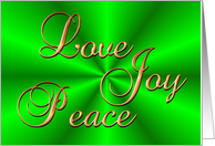 Christmas Love Joy Peace Green card