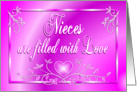 Niece Birthday Flowers Heart Pink card