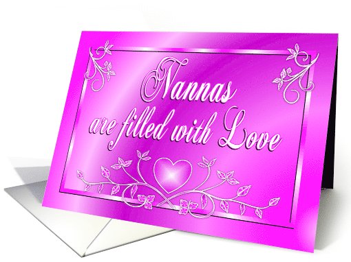 Nanna Birthday Flowers Heart Pink card (702019)