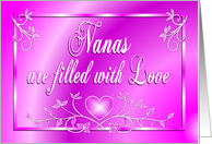 Nana Birthday Flowers Heart Pink card