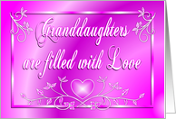 Granddaughter Birthday Flowers Heart Pink card