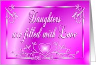 Daughter Birthday Flowers Heart Pink card