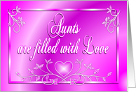 Aunt Birthday Flowers Heart Pink card