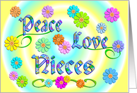 Niece Birthday Flowers Peace Love card