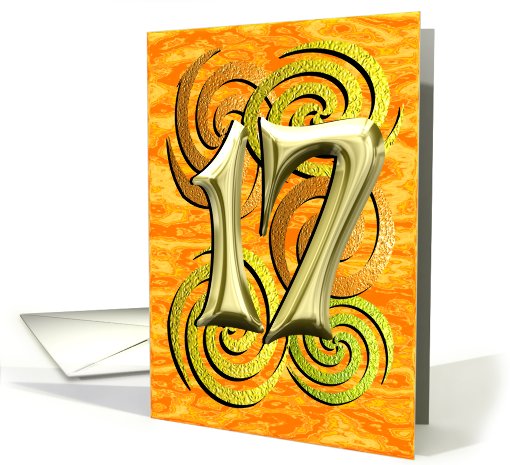 Birthday 17 Years Old Bright Shiny Colorful card (788082)
