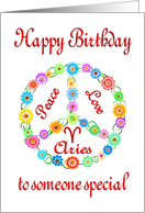 Happy Birthday Aries Astrology Zodiac Birth Sign card