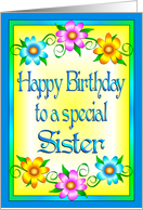 Happy Birthday Sister Flowers card