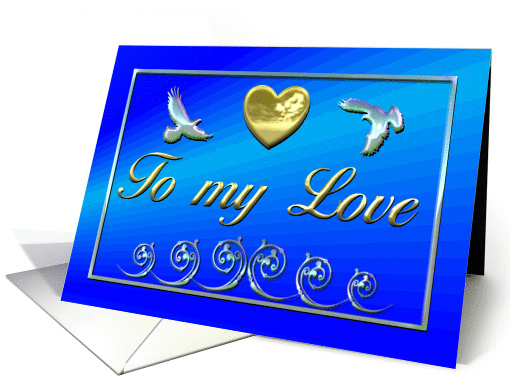 Happy Anniversary My Love, Birds and Gold Heart card (873082)