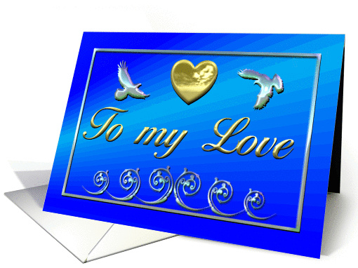 Happy Birthday My Love, Birds and Gold Heart card (873086)