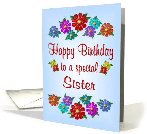 Happy Birthday Sister Flowers card (878031)