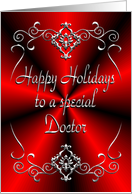 Doctor Happy Holidays Red and Silver card