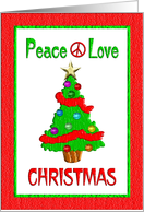 Peace Love Christmas Tree and Ornaments card