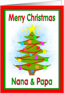 Merry Christmas Nana & Papa Tree Ornaments from Child card