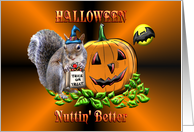 Halloween Squirrel with Pumpkin card
