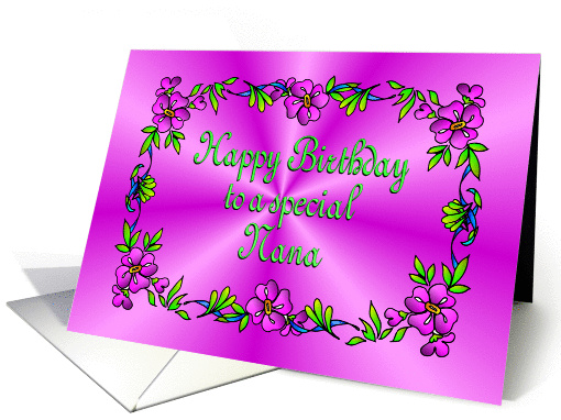 Happy Birthday Nana Pink with Flowers card (993149)