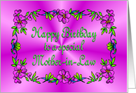 Happy Birthday Mother-in-Law Pink with Flowers card