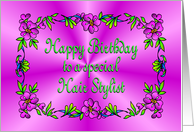 Happy Birthday Hair Stylist Pink with Flowers card