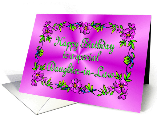 Happy Birthday Daughter-in-Law Pink with Flowers card (993175)