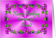Happy Birthday Friend Pink with Flowers card