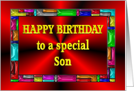 Happy Birthday Son Colorful Tiles card