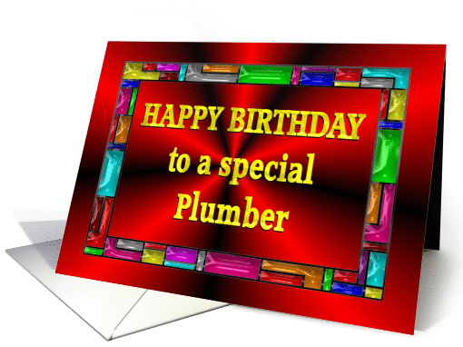 Happy Birthday Plumber Colorful Tiles card (993223)