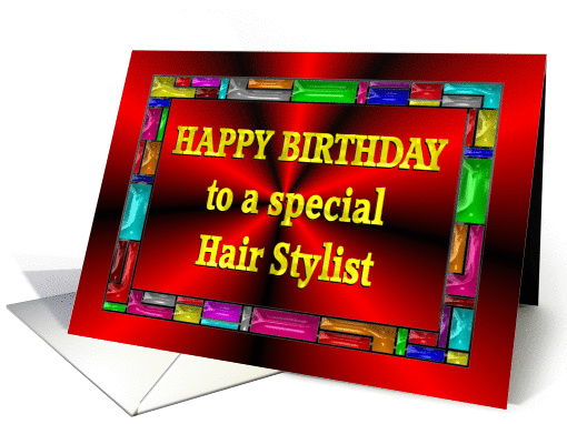Happy Birthday Hair Stylist Colorful Tiles card (993243)