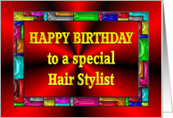 Happy Birthday Hair Stylist Colorful Tiles card