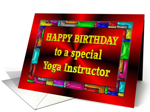 Happy Birthday Yoga Instructor Colorful Tiles card (993305)